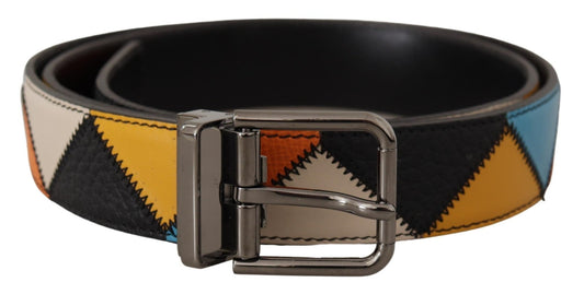 Dolce & Gabbana Multicolor Leather Belt with Silver Buckle