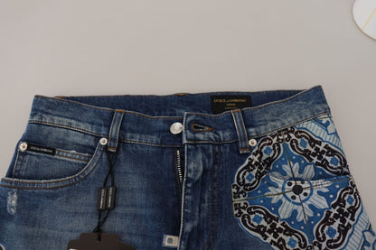 Dolce & Gabbana Blue Denim Cotton Stretch Majolica Shorts