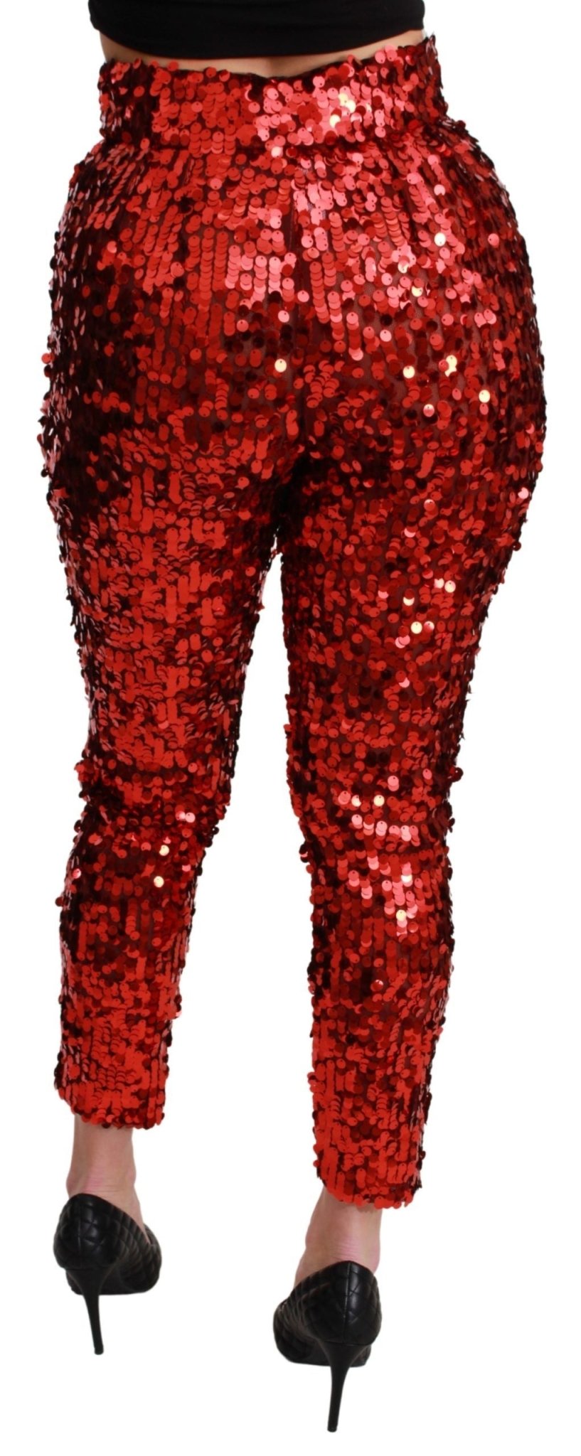 Dolce & Gabbana Elegant High-Waist Cropped Red Trousers