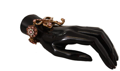 Dolce & Gabbana Gold Brass Chain Baroque Crystal Embellished Bracelet