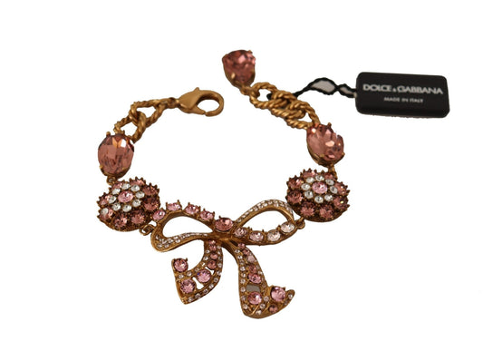 Dolce & Gabbana Elegant Crystal Charm Gold Bracelet
