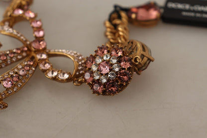 Dolce & Gabbana Gold Brass Chain Baroque Crystal Embellished Bracelet