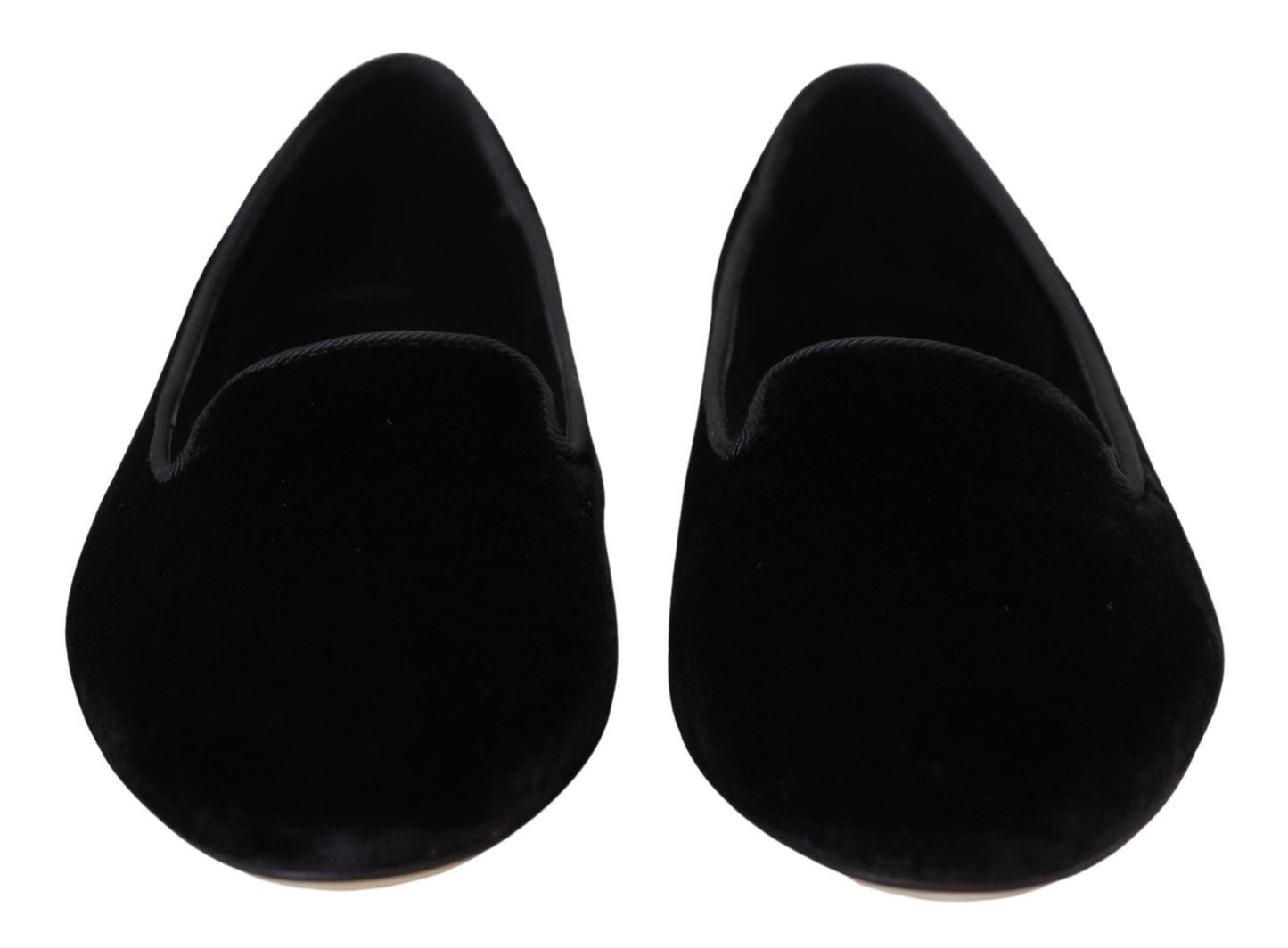 Dolce & Gabbana Black Velvet Slip Ons Loafers Flats Shoes