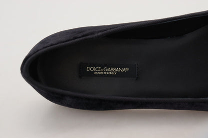 Dolce & Gabbana Black Velvet Slip Ons Loafers Flats Shoes