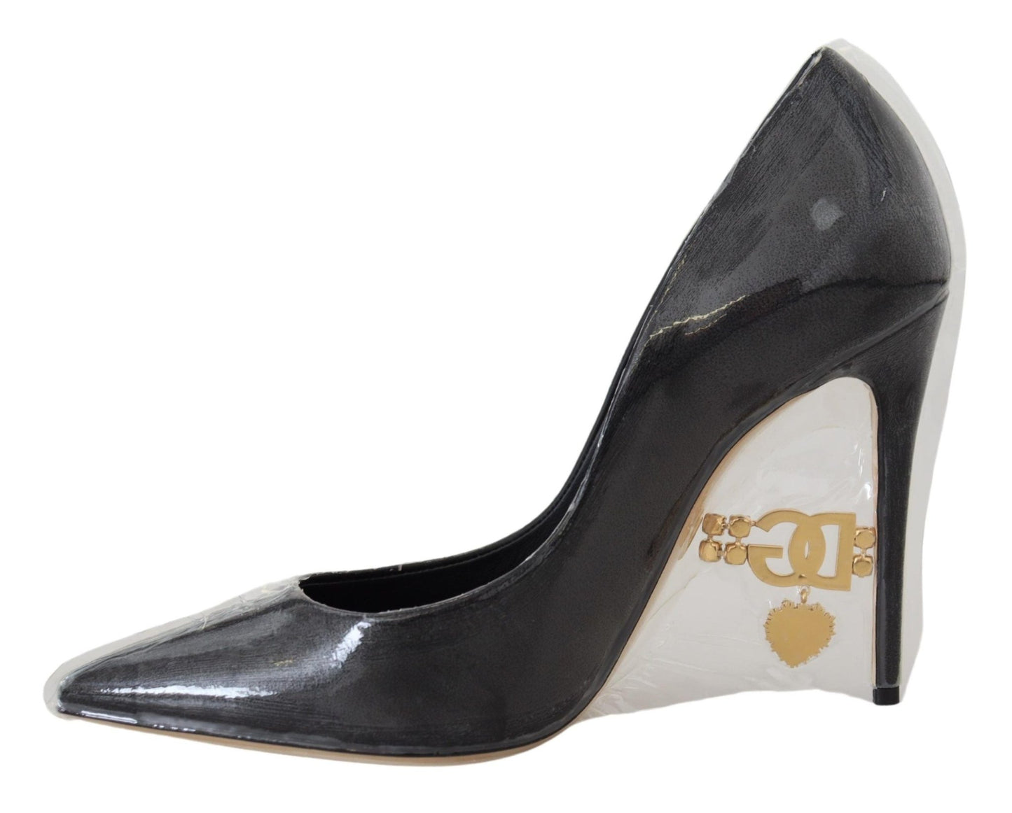 Dolce & Gabbana Black Leather Heels Pumps Plastic Wrapped Shoes