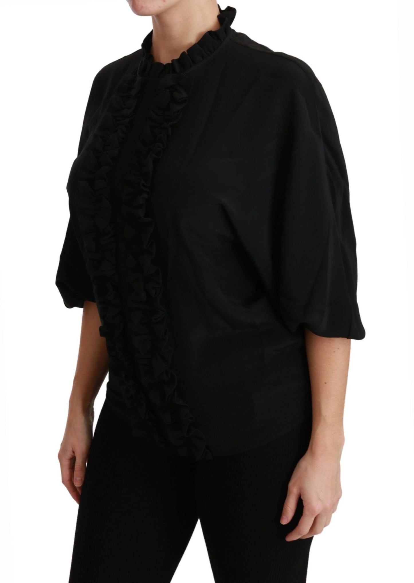 Dolce & Gabbana Elegant Black Silk Short Sleeve Blouse