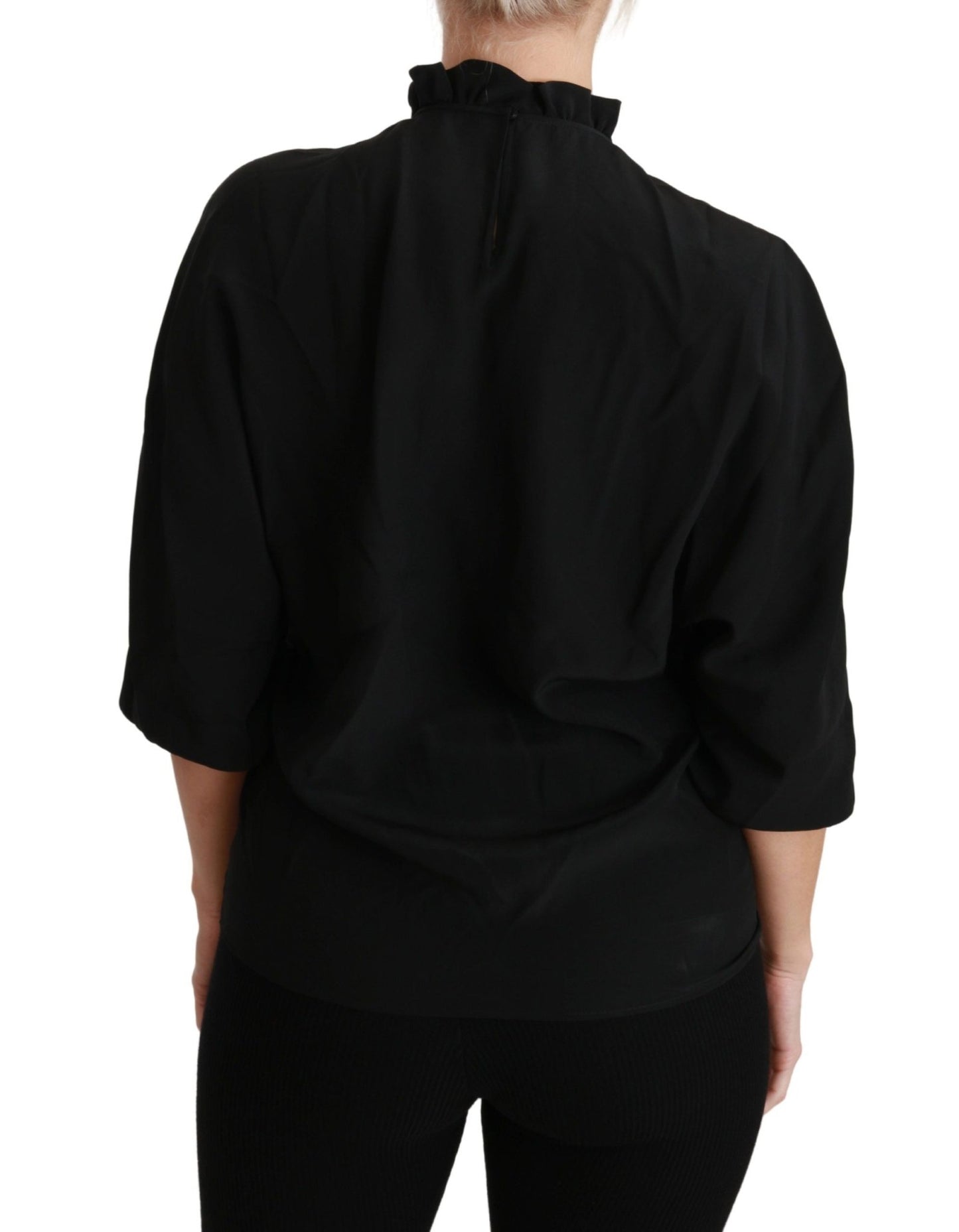 Dolce & Gabbana Elegant Black Silk Short Sleeve Blouse
