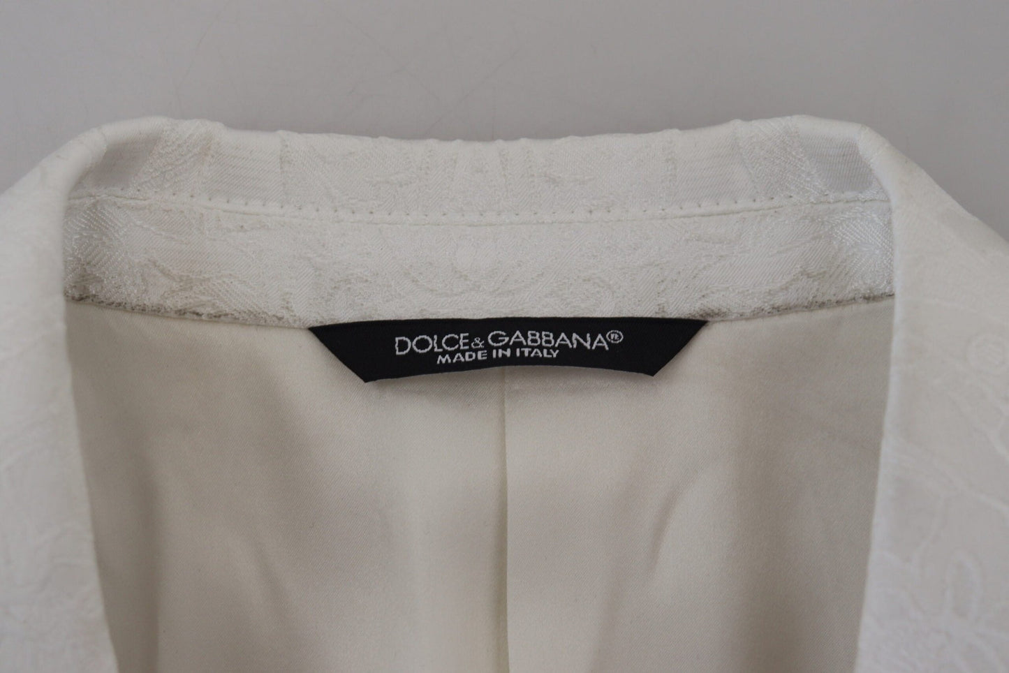 Dolce & Gabbana Elegant White Floral Brocade Trench Coat