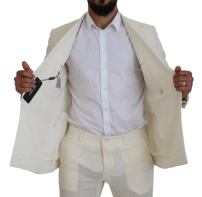 Dolce & Gabbana Elegant Off White Silk-Blend Suit