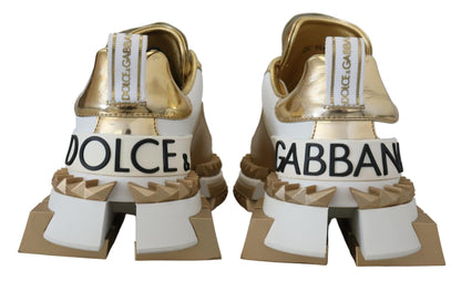 Dolce & Gabbana White and gold Super Queen Leather Shoes