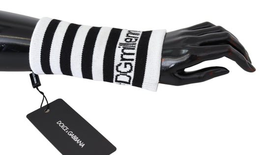 Dolce & Gabbana Elegant Black & White Wool Blend Wrist Wrap