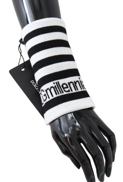 Dolce & Gabbana Elegant Black & White Wool Blend Wrist Wrap