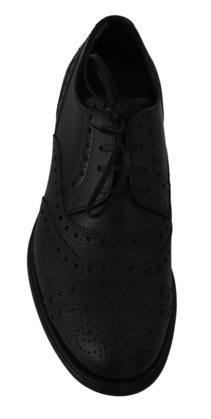 Dolce & Gabbana Black Leather Wingtip Oxford Dress  Shoes