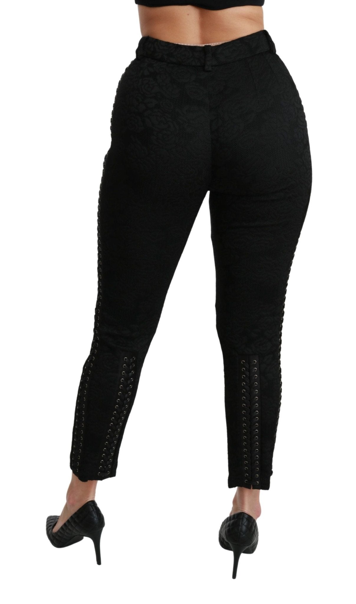 Dolce & Gabbana Elegant High Waist Skinny Black Brocade Pants
