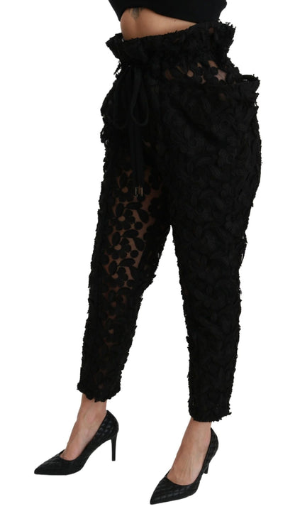 Dolce & Gabbana Chic Tapered High Waist Lace Pants