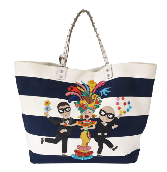 Dolce & Gabbana Chic Striped Beatrice Tote Handbag