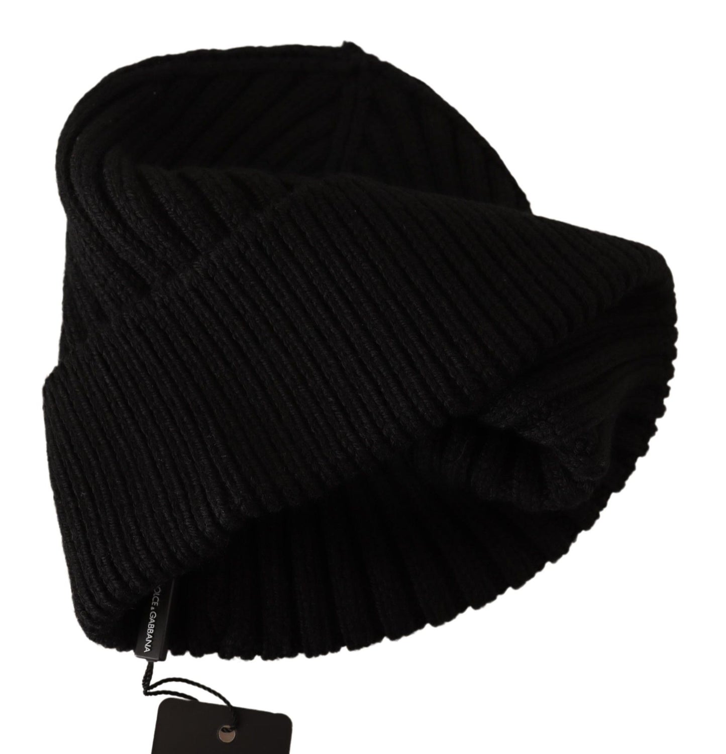 Dolce & Gabbana Elegant Cable Knit Wool Beanie with Fleece Liner