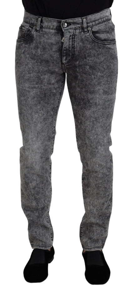 Dolce & Gabbana Gray Washed Cotton Low Waist Denim Jeans