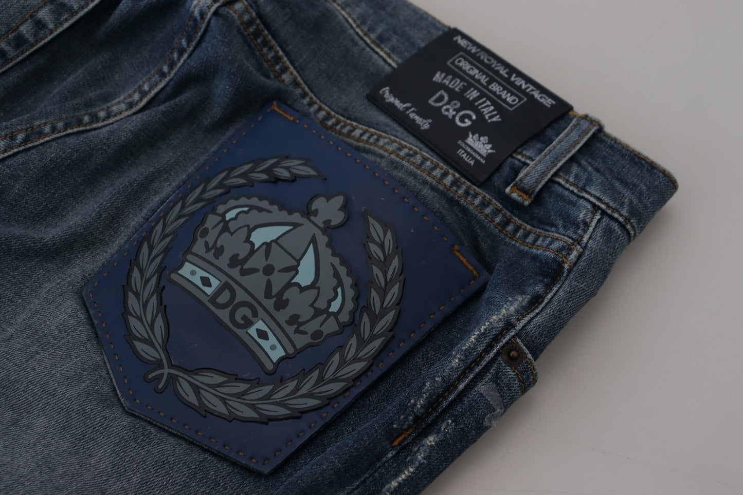 Dolce & Gabbana Blue Washed Cotton Low Waist Denim Jeans