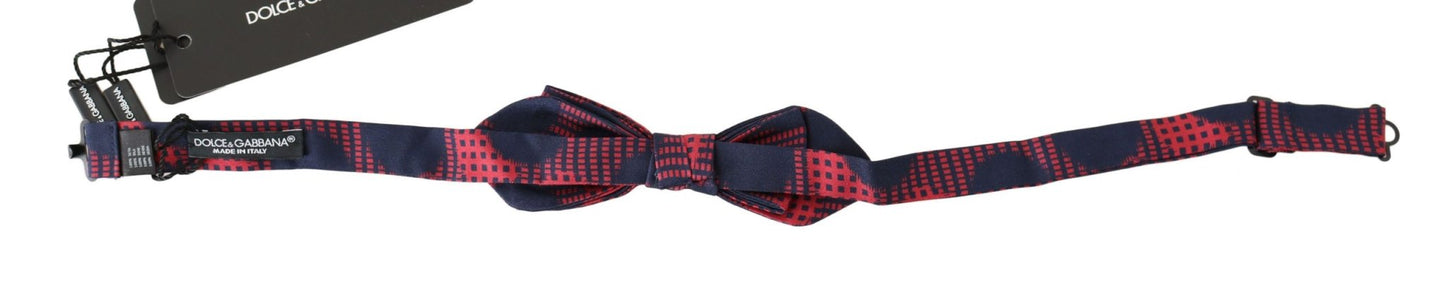 Dolce & Gabbana Elegant Red Checkered Silk Bow Tie