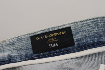 Dolce & Gabbana Light Blue Cotton Slim Fit Denim Jeans