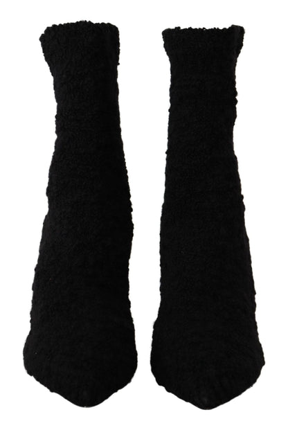 Dolce & Gabbana Black Stiletto Heels Mid Calf Women Boots