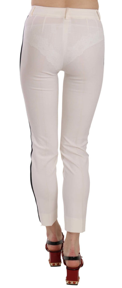 Dolce & Gabbana White Side Stripe Cropped Skinny Pants