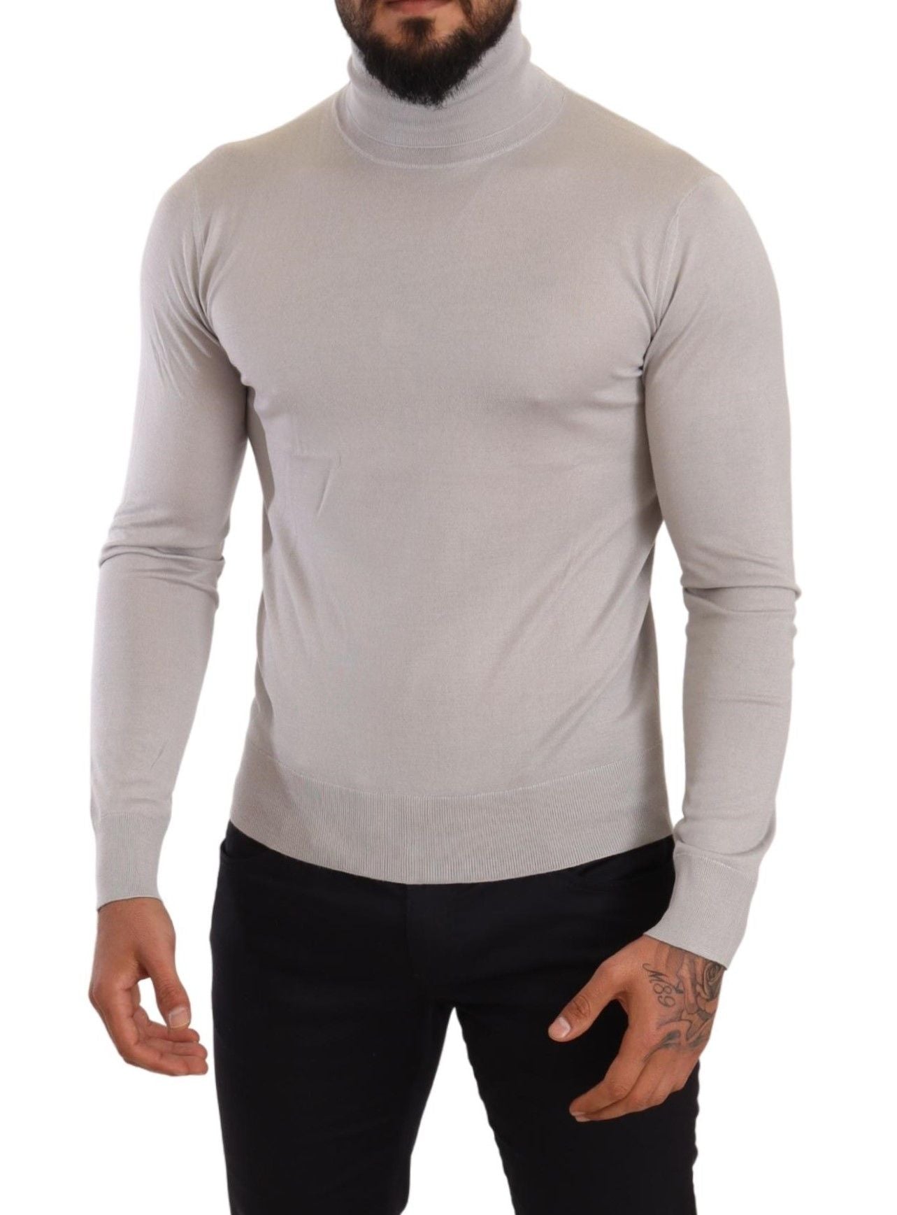 Dolce & Gabbana Gray Cashmere Turtleneck Pullover Sweater