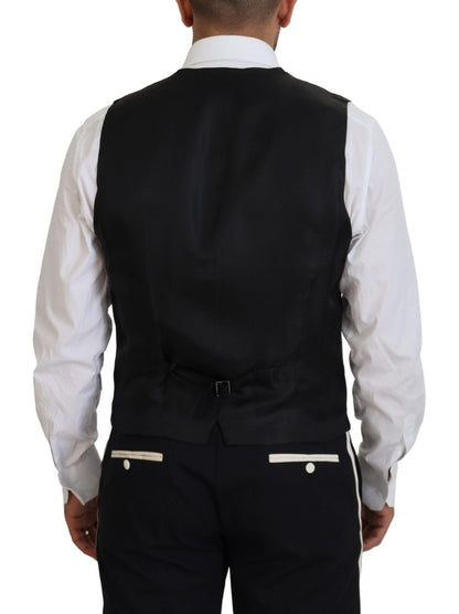 Dolce & Gabbana Black Wool White Silk Slim Fit Suit