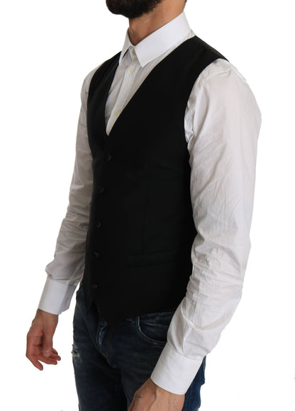 Dolce & Gabbana Sleek Black Wool Blend Formal Vest