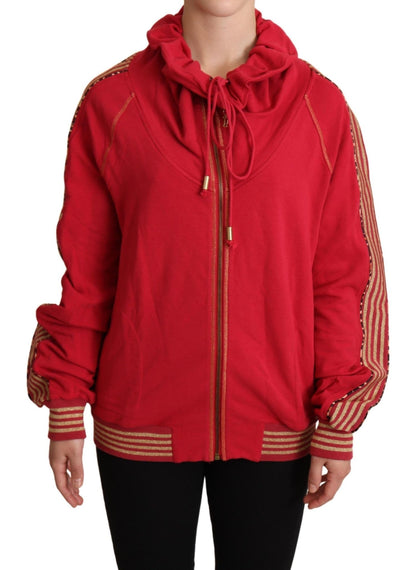 John Galliano Red Full Zip Jacket Sweatshirt Hooded Sweater