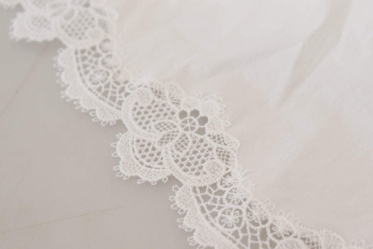 Dolce & Gabbana Elegant White Lace Trim Cotton Blouse