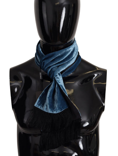 Dolce & Gabbana Blue Velvet Solid Neck Warmer Men's Shawl Scarf