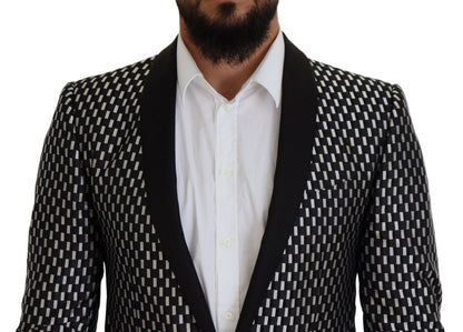 Dolce & Gabbana Black White Silk MARTINI Slim Fit Suit