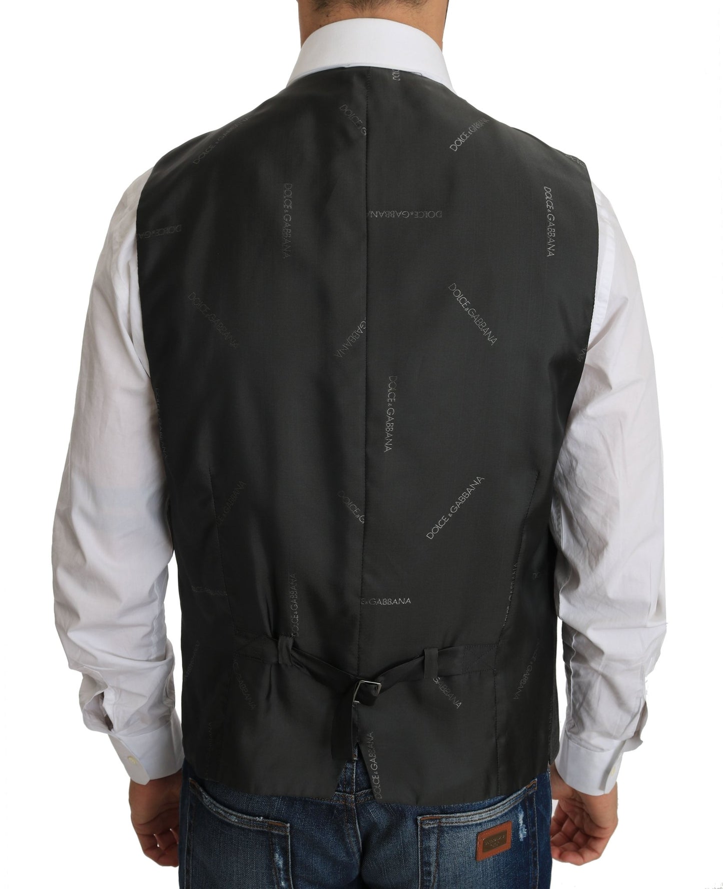 Dolce & Gabbana Elegant Checkered Wool Vest for the Urbane Man