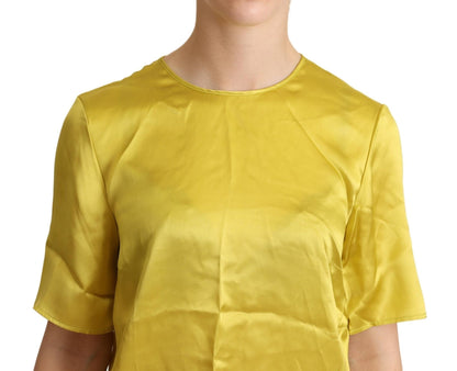 Dolce & Gabbana Elegant Silk Short Sleeve Blouse Top - Yellow