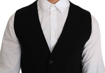 Dolce & Gabbana Sleek Black Cotton Formal Vest