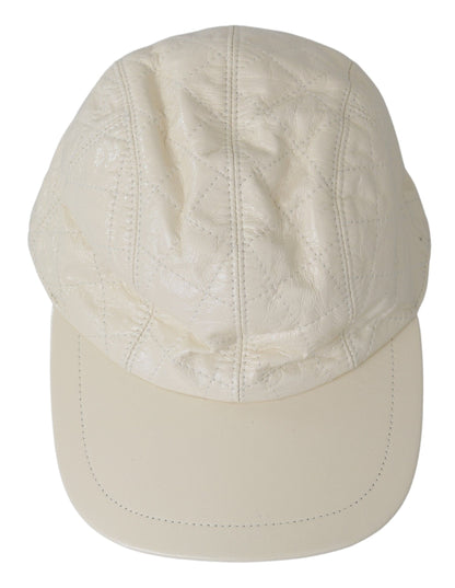 Dolce & Gabbana Elegant White Lambskin Leather Baseball Cap