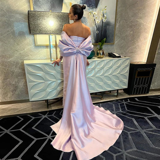 Sharon Said 2023 Lilac Mermaid Dubai Luxury Evening Dresses with Bow Cape Beaded Arabic Women Wedding Formal Party Gowns SS319