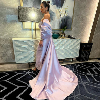 Sharon Said 2023 Lilac Mermaid Dubai Luxury Evening Dresses with Bow Cape Beaded Arabic Women Wedding Formal Party Gowns SS319