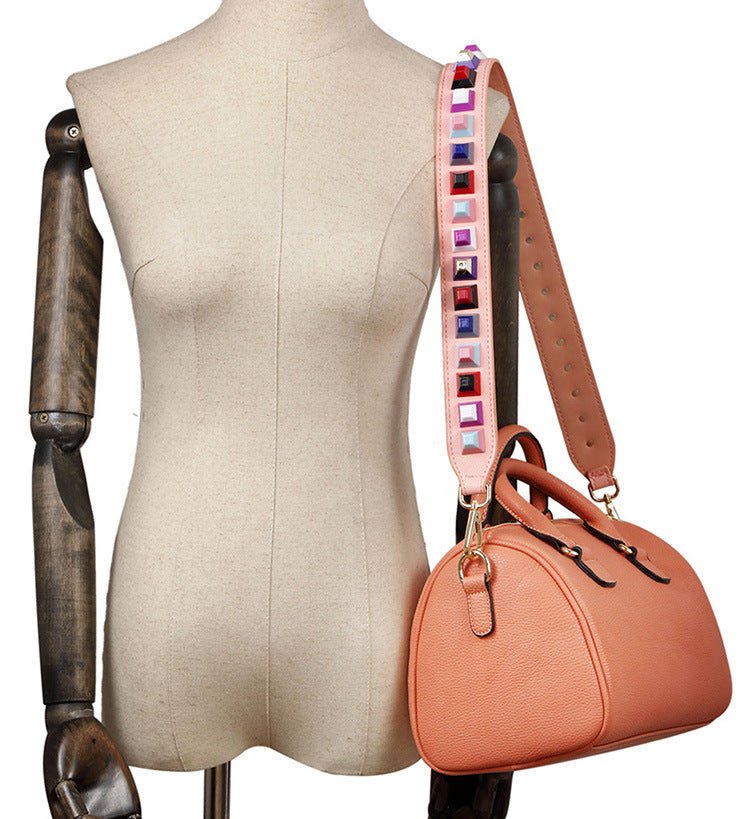 Leather Studded Purse Strap.