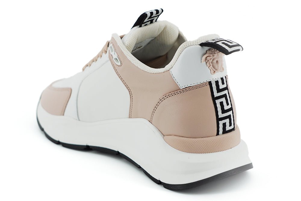 Versace Light Pink and White Calf Leather Sneakers