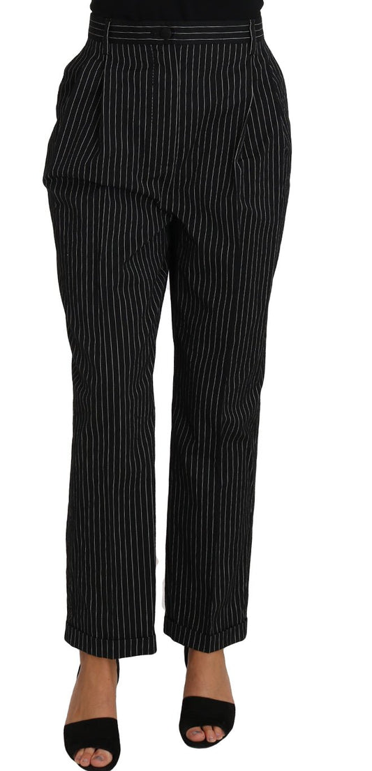 Dolce & Gabbana Elegant Black Pinstripe Dress Pants
