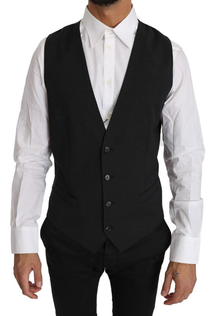 Dolce & Gabbana Elegant Slim Fit Gray Wool Vest