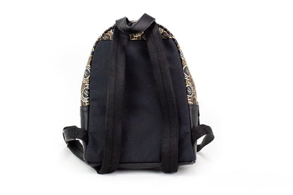 Marc Jacobs Signet Mini Black Logo Printed Leather Shoulder Backpack Bookbag