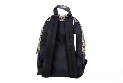 Marc Jacobs Signet Medium Black Logo Printed Leather Shoulder Backpack Bookbag
