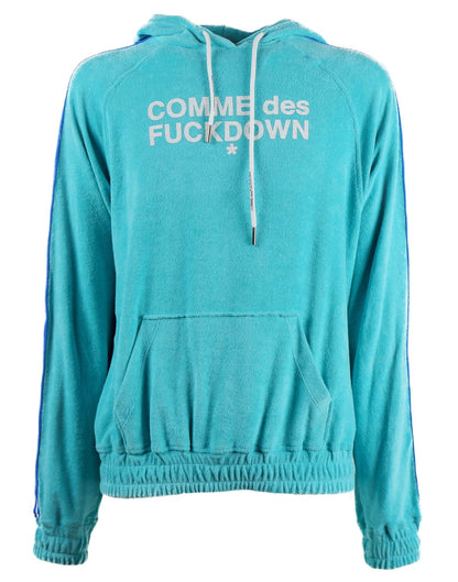 Comme Des Fuckdown Light Blue Hooded Cotton Terry Sweatshirt