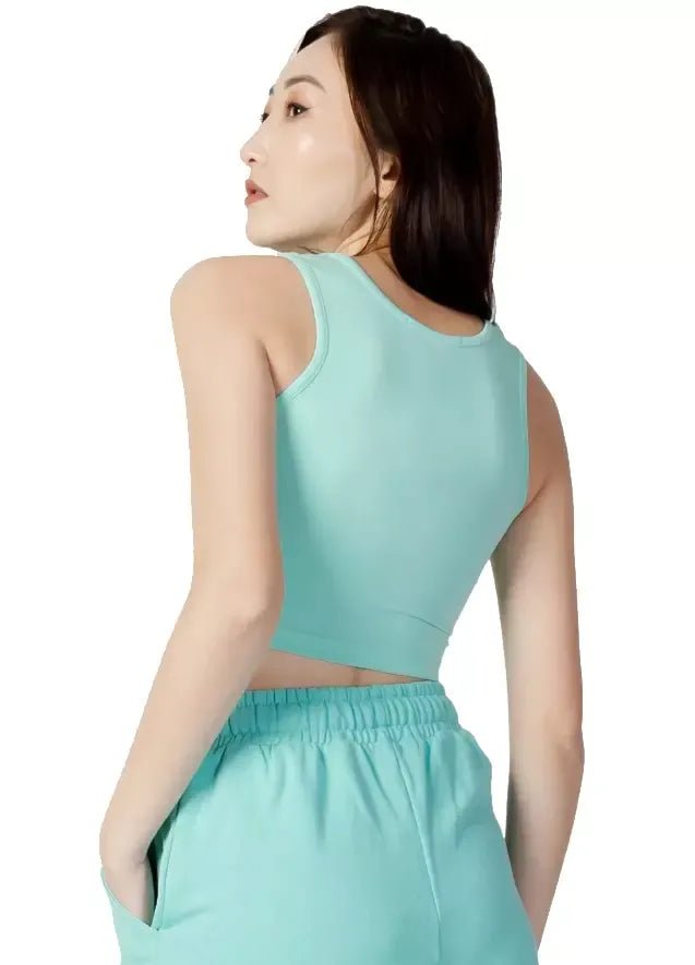 Hinnominate Elegant Bi-Elastic Green Cotton Top