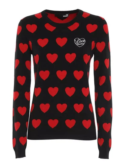 Love Moschino Chic Heart Pattern Knit Sweater