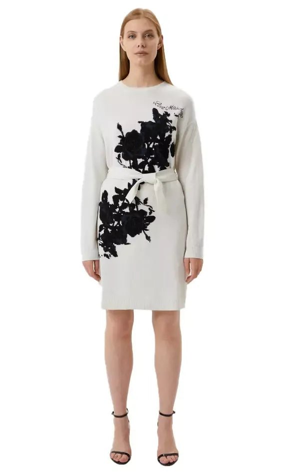 Love Moschino Embroidered Wool Blend Knit Long Dress